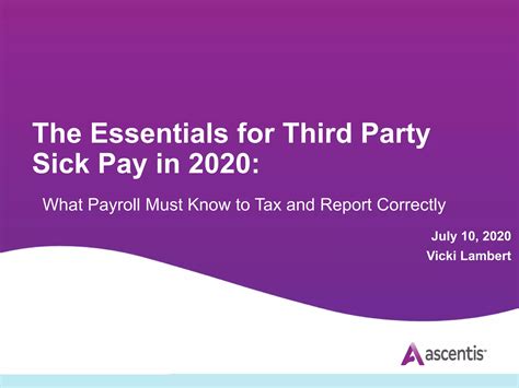 Payroll Webinar The Essentials For Third Party Sick Pay In 2020 Ppt