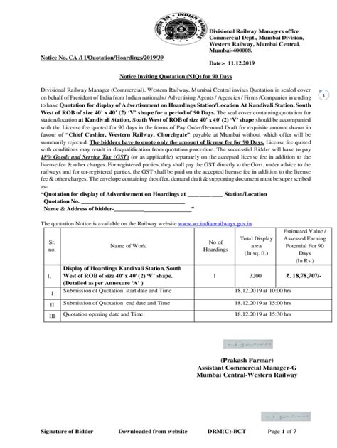 Fillable Online Wr Indianrailways Gov Wr Indianrailways Gov In Cris