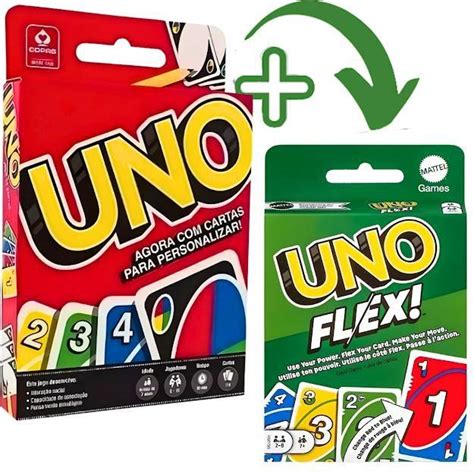 Kit Jogo De Carta Uno Clássico E Uno Flex C 2 Baralhos Copag Mattel