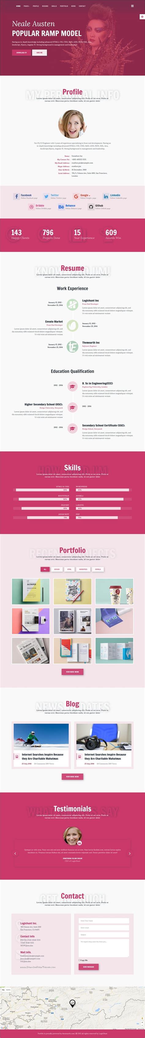 Cv Resume Vcard Portfolio Template Portme Wellness Design