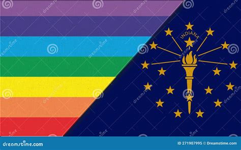 Flags Of Indiana And Lgbt Sexual Concept Flag Of Sexual Minorities Stock Illustration