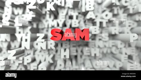 SAM Red Text On Typography Background 3D Rendered Royalty Free