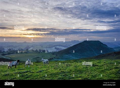 Thorpe Cloud from Thorpe Pasture, Peak District National Park, Derbyshire, England Stock Photo ...