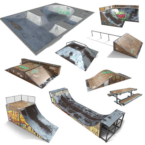 Realtime Skate Park Model Pack Pbr Textures Cgtrader