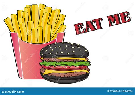 Two Fast Foods With Words Stock Illustration Illustration Of Burger