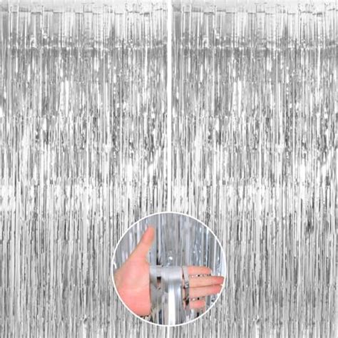 Org Tinsel Foil Fringe Curtains Backdrop 2pack 3 3x8 2ft Metallic Party Streamers