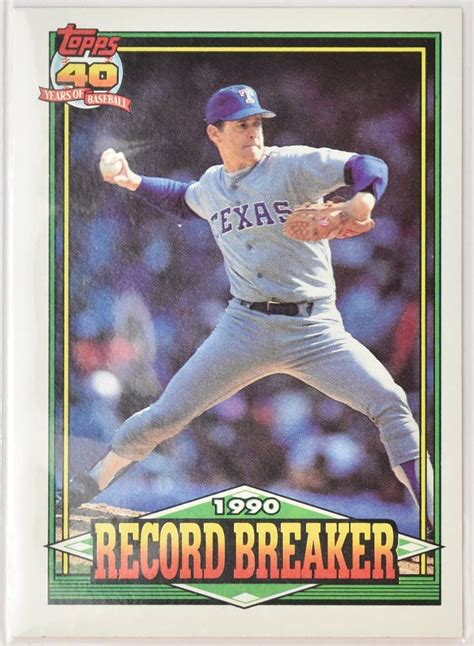 Nolan Ryan Baseball Card 6 Topps Record Breaker 1990 In 2022 Nolan