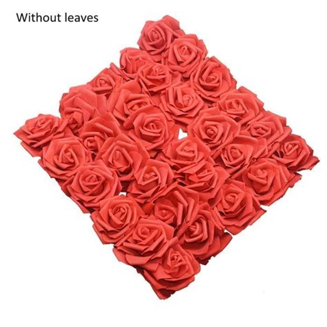 F Red Pcs Bouquet De Roses Artificielles Pour Mariage Fleurs