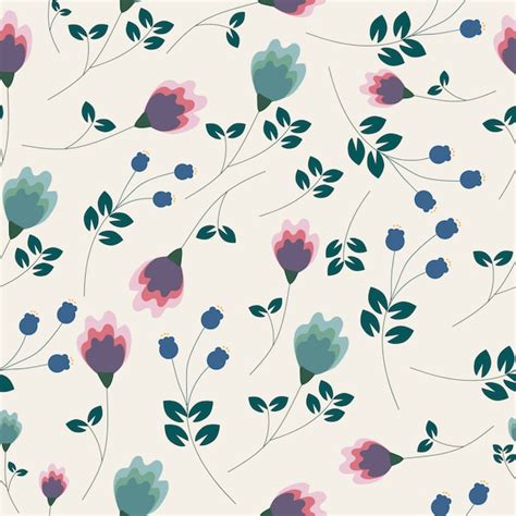 Premium Vector Violet And Blue Flower Seamless Pattern