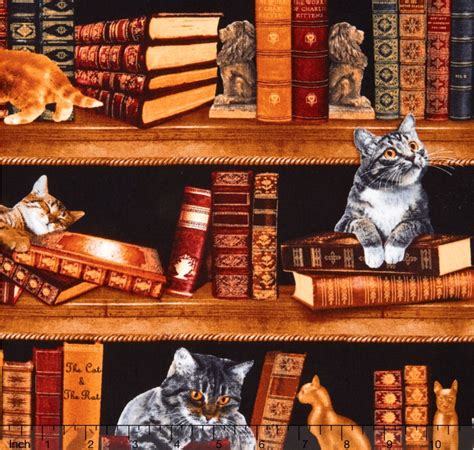 Cat Fabric Books Fabric Timeless Treasure Cats In The Etsy