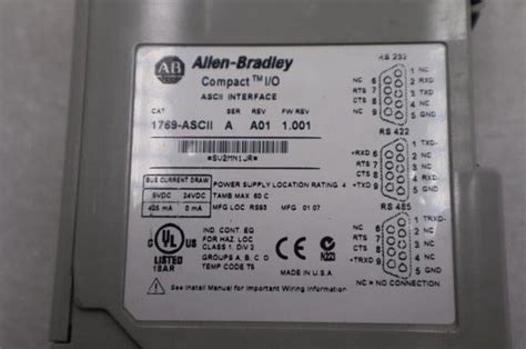 Allen Bradley Ascii Ser A Compactlogix Ascii Interface Module