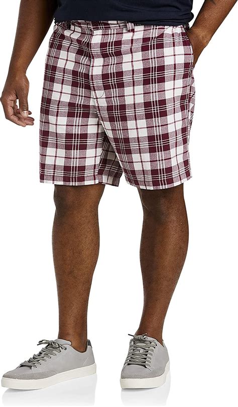 Big And Tall Essentials By Dxl Men S Plaid Shorts Burgundy Multi 42w