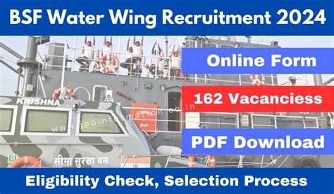 Bsf Water Wing Recruitment 2024 Out Group B And C For 162 Vacancies