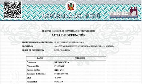 Reniec Dispuso Anular Partida Que Declaraba Como Fallecida A Keiko