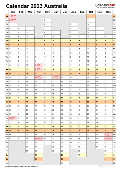 Australia Calendar Free Printable Excel Templates