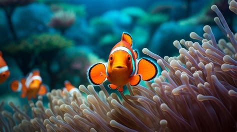 El Pez Payaso Y Las Anemonas De Colores Foto Premium