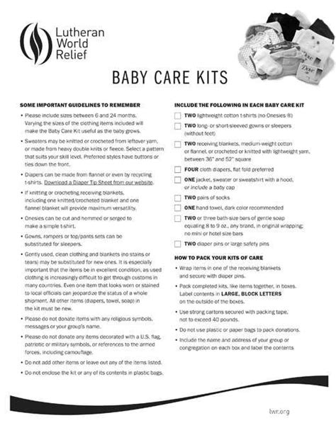 Baby Care Kit Assembly Instructions Lutheran World Relief