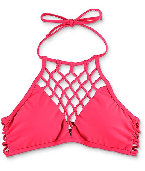 Damsel Macrame Blaze Red High Neck Bikini Top Zumiez Hot Sex