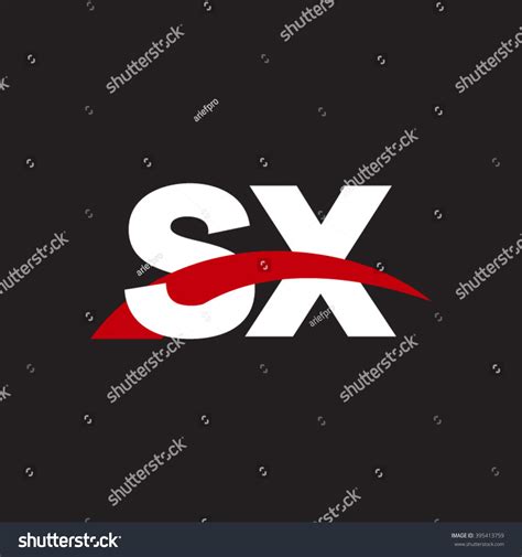 Sx Initial Overlapping Swoosh Letter Logo White Royalty Free Stock