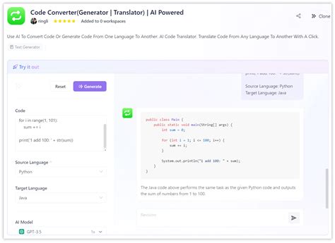 AI Code Converter Generator Translator