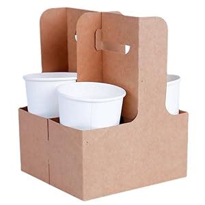 Pack Cup Drink Carrier With Handle Kraft Paperboard Handled Drink