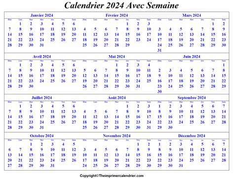 Calendrier Avec Semaines The Imprimer Calendrier