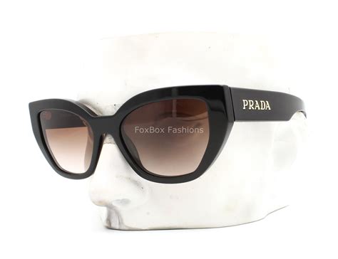 Prada Spr A09 1ab 0a6 Sunglasses Polished Black Brown Gradient Gold Logo Wcase Ebay