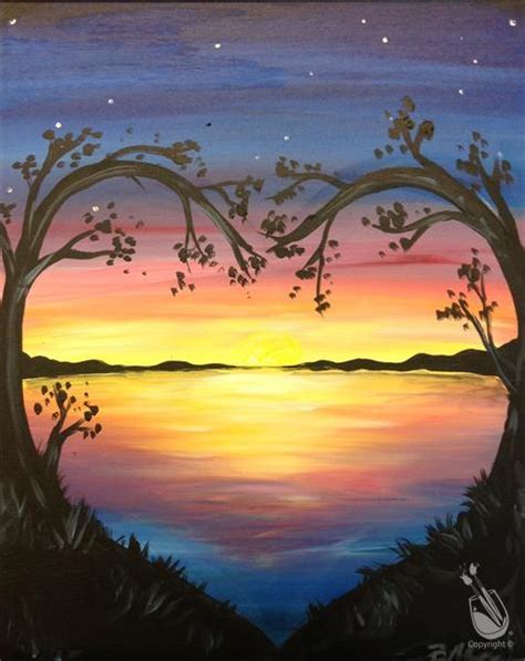 How to Paint Lovely Lake Sunset at a Painting with a Twist night out!