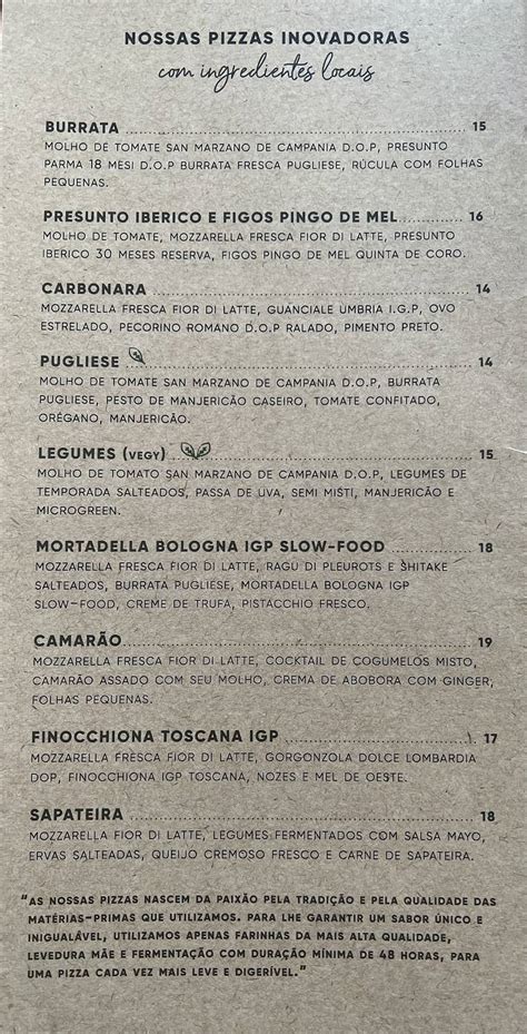 Menu Em Pane Lio Pizza Bar Caldas Da Rainha