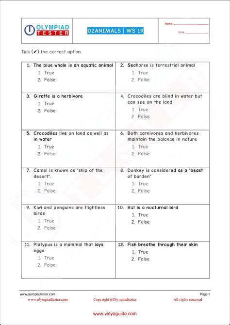 Download Class 2 Science Olympiad Sample Papers As Pdf Worksheets Highly Useful To Prepare For