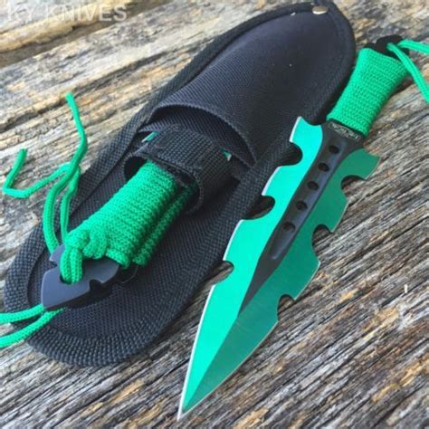 3pc 7 5 Ninja Tactical Combat Green Kunai Throwing Knife Set W Sheath