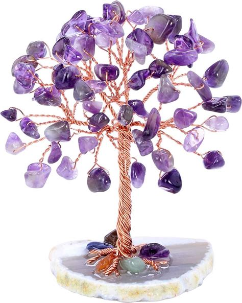 Jovivi Amethyst Healing Crystal Tree Mini Purple Gemstone Tree Of Life