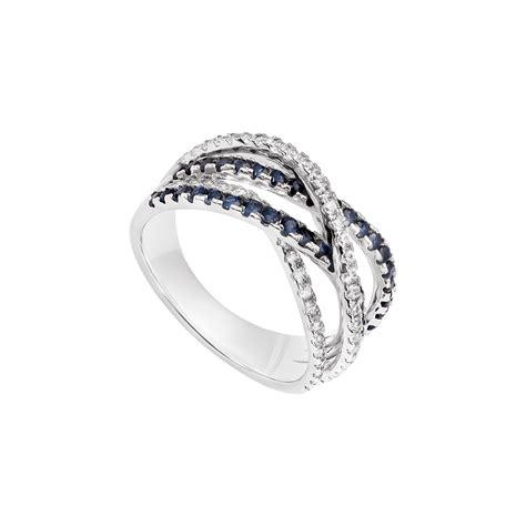 Nhẫn Vàng Trắng 14k đính đá Sapphire Pnj Spxmw000477