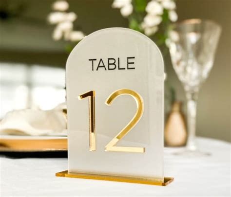 Arched Frosted Acrylic Table Numbers Gold Wedding Table Numbers With