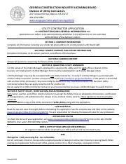 Application Utility Contractor Initial License Pdf Georgia