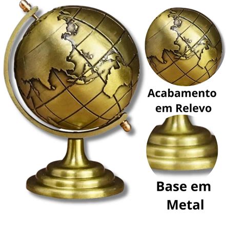 Enfeite Globo Decoração Escritório Casa Terrestre Mapa Mundi Giratorio