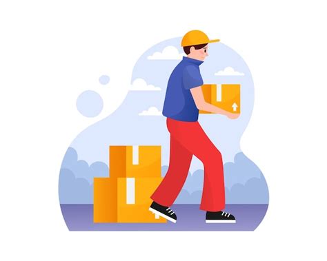 Premium Vector Cartoon Delivery Man Carrying Packages In Boxes To