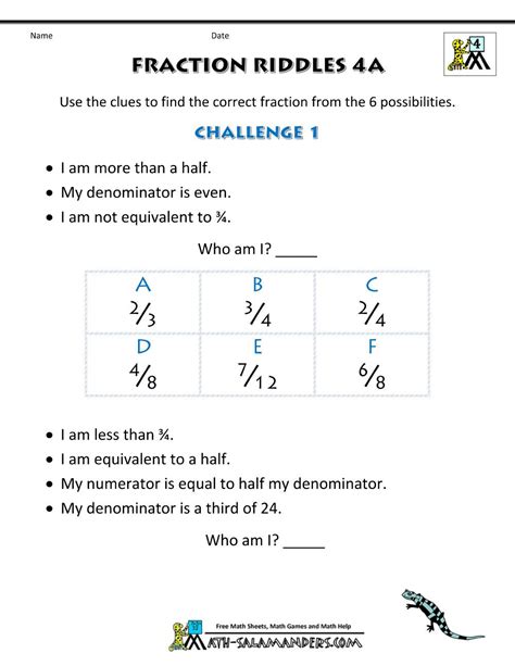 Fractions Worksheets Grade 6