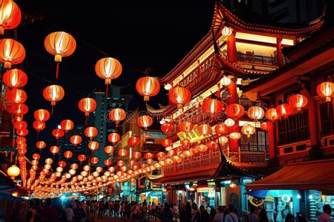 Chinese New Year Lanterns in China Town. Generative AI Stock Image ...