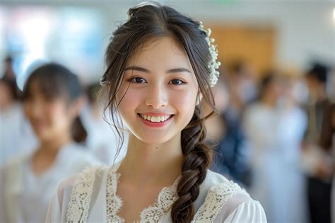 A Woman With A Braid Smiling At The Camera During A Graduation Ceremony