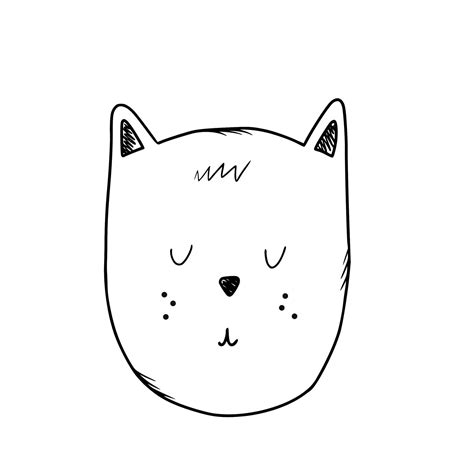 Cat With Its Eyes Closed Muzzle Of Kitten Is In Style Of Doodles