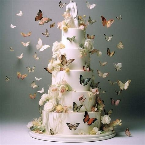 Pin By Chantal Gauthier On Cakes Butterfly Wedding Cake Garden