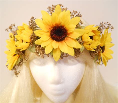 Sunflower Crown Baby S Breath Flower Crown Head Wreath Crown Fall