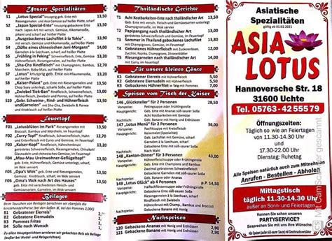 Speisekarte Von Asia Lotus Restaurant Uchte