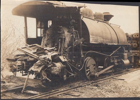 Unknown Railroad photo: 0-4-0 steam locomotive with wrecked cab: undated