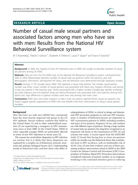 Pdf Number Of Casual Male Sexual Partners And Associated Factors