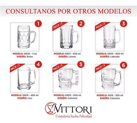 Set De Tarros Cerveceros Ml Vidrio Juego Vaso Cerveza En Venta En