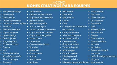 215 Nomes De Equipes Criativos Para Gincanas Trabalho E Afins