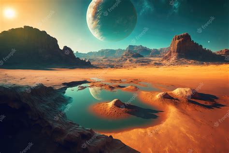 Paisaje Del Mundo Alienígena En El Espacio Profundo Ia Generativa De La Superficie Del Planeta