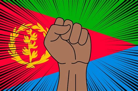 Premium Vector Human Fist Clenched Symbol On Flag Of Eritrea